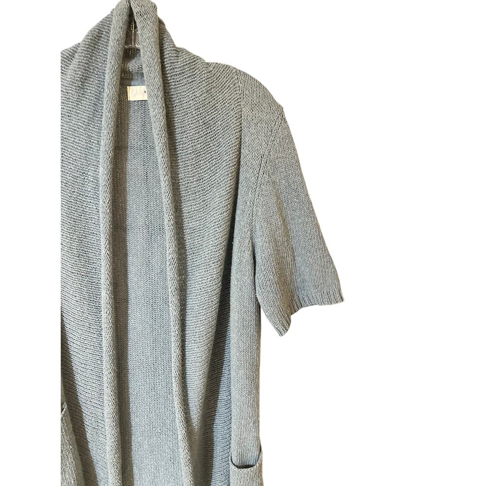 Anthropologie Sparrow Knit Open Front Pocket Cardigan Blue Small - Picture 4 of 9